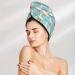 Quick-Dry Hair Towel Wrap | Button Towel Turban | White Geese & Flower Design - Buy Online on GoSupps.com