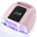 Kikugu 96W Rechargeable UV LED Nail Lamp Cordless Nail Dryer Gel Polish Light with Large LCD Display Professional Gel Curing Lamp with 4 Timer Setting Auto Sensor for Salon and Home (Pink)