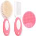 Baby Hair Brush and Comb Set for Newborns & Toddlers | Natural Soft Goat Bristles | with Silicone Cradle Cap Brush | Ideal for Cradle Cap | Perfect Baby Registry Gift (Pink)