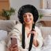 Satin Bonnet for Sleeping | Adjustable Silk Bonnet for Curly Hair | Large Black Hair Bonnet for Women - International Shipping - Buy Online on GoSupps.com