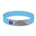 Medical Alert Bracelet - Personalized Silicone Wristbands with Highly Visible Acid Etched Star of Life Matte Finished Engraving Plate - Emergency Medical Card Included! Large 8 3/8 Light Blue