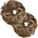 Messy Bun Hair Piece Scrunchies Extension Curly Wavy Updo Hairpieces Synthetic Chignon Ponytail Hair Accessories for Women Girls (Light Brown Mix Ash Blonde) 2 PCS 17# Light Brown Mix Ash Blonde