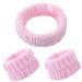 3pcs Face Wash Headband and Wristband Set Microfiber Elastic Absorbent Head and Wrist Bands for Washing Face Skincare Spa Headband Wristband Set Pink