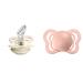 BIBS Couture Baby Pacifier 2-Pack | Made in Denmark | BPA Free Dummy Soother Anatomical Nipple. Silicone Size 1 (0-6 Months) Ivory / Blush
