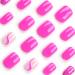 Hot Pink Press on Nails - Short Square Full Cover Glitter Design Reusable Bling Acrylic Stick on Nails for Women Manicure Style 18 - Buy Online on GoSupps.com