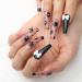 Aksod Cute Long Coffin Press on Nails Black Glossy Flower Bow French False Nails 24Pcs (Style C) - Halloween Ballerina Full Cover Stick on Nails for Women and Girls - Buy Online on GoSupps.com