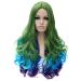 Baisheng Women Long Straight Side Parting Natural Black Cosplay Full Fashion New Wigs Anime Costume Synthetic Fibre Full Hair Heat Resistant WIGS (27.56inch-LW-1069 Grass Green Gradient)