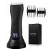 Electric Body Trimmer for Men Cordless Groin Groomer Ball Trimmer Shaver with LED Waterproof Wet & Dry Male Hygiene Razor Mens Pubic Hair Trimmer Replaceable Ceramic Blade Heads
