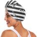 Black & White Striped Dog Pattern Quick Dry Hair Cap Set | Super Absorbent Towel & Button Headband | Soft Comfortable 2-Piece | International Shipping - Buy Online on GoSupps.com
