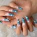 Starry Night Blue Ombre Press-On Nails | Cloud Pattern & Glitter | 24pcs Set - Shop Internationally - Buy Online on GoSupps.com