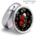 Round Rose Print Pill Box | 3 Compartment Portable Medicine Organizer | Decorative Metal Pocket Pill Case - Perfect Gift - Buy Online on GoSupps.com