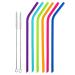 Silicone Drinking Straws Set of 6 for Adults and Kids 2 Cleaning Brushes Included