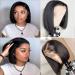 Hibaby Wig Short Straight Bob Wigs Human Hair Lace Front Wigs for Black Women Deep Parting Brazilian Virgin Hair Glueless Natural Color Wigs Pre Plucked with Baby Hair(8 inch) 8 Inch Lace Front