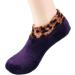 MarryLee Women's Winter Warm Leopard Bed Non Slip Home Indoor Non-Slip Thermal Anti-Sweat Socks Purple - Buy Online on GoSupps.com