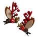 Hirsch-headband reindeer anti-holy deer costume for women Christmas brain-haorn hair spanger Hirsch head jewelry elf deer ear with antlers and red mushroom Christmas hair needles for girls and