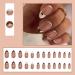 Almond French Tip Fake Nails with Gold Foil Leopard Designs - Glossy Acrylic False Nails for Women - DIY Brown Gold White - Glue On - Buy Online on GoSupps.com