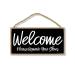 Honey Dew Gifts Black Welcome Please Remove Your Shoes Sign 5 inch by 10 inch Hanging Wall Art Decorative Wood Sign Home Decor