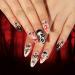 Coffin False Nails Halloween Decorations Ghost Press on Nails Grave Noctilucent Stick on Nails Ballerina Acrylic Fake Nails 24Pcs for Women and Girls (Size : B)