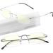 Titanium Rimless Reading Glasses Blue Light UV Blocking Ultralight Frameless Spring Hinge Readers with Case for Men Wowen 2 Pair +1.5 2 Pairs- Gunmetal / Silver 1.5 x