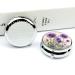 Round Pill Box with Purple Flowers | 3 Compartment Medicine Organizer | Portable Decorative Metal Pill Case - Buy Online on GoSupps.com