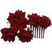SUNTRADE 4 Pieces Women Rose Hairpin Bridal Rose Brooch Hair Clip Wedding Floral Clips for Woman Girl Party Wedding (Wine Red) - Buy Online on GoSupps.com