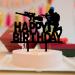 PLIGREAT Happy Birthday Cake Toppers Black Acrylic Cake Toppers Cupcake Toppers Cool Cake Topper for Gamers Soldiers Shooters Boys Mans Birthday Party Cake Decorations Cake Shops Supplies - Buy Online on GoSupps.com