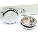 Round Pill Box - White Alpaca Watercolor & Cactus Print | 3 Compartment Portable Pill Organizer - Decorative Metal Pocket Pill Case for Medication - Buy Online on GoSupps.com