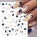 Flower Nail Art Stickers Charming Butterfly Nail Decals Spring Summer Nail Stickers for Nail Art Watercolor Blue Floral Nail Accessories 3D Self-Adhesive Design Nail Decoration for Women 6 Sheets Blueflowers