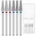 Difenni Nail Drill Bits Cuticle Nail Drill Bit Tapered Shape Cuticle Drill Bits with Storage Case 3/32 Shank Efile Bits for Nail Prep and Manicure Pedicure Tools(Fine&Medium)