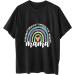 Mama Rainbow Print T Shirt for Women - Funny Letter Graphic Tee - Plus Size Summer Casual Top - Buy Online on GoSupps.com