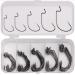 Amacoam fishing hook set offset hook offset worm fishing hooks with plastic boxes high carbon steel worms hooks for rubber bait rubber fishermen jigs creature bait salt water fishing accessories 50PCs