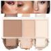3 IN 1 Brown Nude Face Highlight Bronzer Powder Palette for Face Cheeks Contour Brightening Buildable Matte Coverage Natural Makeup Ultra Sculpt Nose Shadow Eyeshadow Primer 01# Brown White