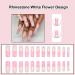 Pink Coffin Press-On Nails with Rhinestone White Flower Design - 24Pcs Acrylic Fake Nails for Women & Girls - Perfect for Weddings & Birthdays - Buy Online on GoSupps.com