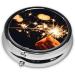 Shop Beautiful Fireworks Printed Mini Round Pill Box - 3 Compartment Portable Organizer for Travel Home & Office Use - Buy Online on GoSupps.com