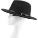 Melesh Wide Brim Unisex Belt Buckle Fedora Hat in Black - Classic Style - Buy Online on GoSupps.com
