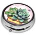 Cartoon Succulents Round Pill Box Organizer | 3 Compartment Portable Travel Pill Box for Easy Travel - Buy Online on GoSupps.com