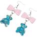 Feyley Fashion Bowknot Earrings | Colorful Resin Dripping Bear Trailer Danglers | Unique Cartoon Sweets Jewelry Gift - Buy Online on GoSupps.com