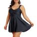Aqua Eve Plus Size Two Piece Swimsuits for Women Tankini Bathing Suits Flowy Swim Dress with Shorts Black 18 Plus