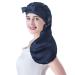 Cocheng Mulberry Silk Bonnet for sleeping long Silk Bonnet for Curly Hair Braids Bonnet for Women Silk Bonnet with Tie Band Navy blue