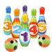 Kids Bowling Set Toddler Toys for 3 4 5 Years Old Boys Girls, 6 Indoor Colorful Soft Foam Pins 2 Bowling Ball Printed with Number Developmental Outdoor Outside Easter Toy Gift for Baby Age 3-4