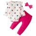 Koonde Baby Girl Clothes Newborn to 24 Months 3-piece Baby Girl Outfits Romper Trouser & Headband 18-24 Months Cream Heart + Magenta