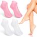 Noverlife 2 Pairs Silicone Moisturizing Socks Anti Slip Aloe Socks for Dry Cracked Feet Women & Softening Dry Cracked Feet Rough Skins Calluses Spa Gel Socks Foot Care After Pedicure - Pink & White