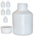 OURONS Set of 6 x 250ml white bottles Wide mouth HDPE