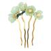 Lurrose Flower Hairpin Jade Hair Stick Kanzashi Chinese Chopsticks Headwear Traditional Chignon Pin for Kimono Yukata Hanfu Costume Hair Accessories
