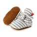 EDOTON Unisex Newborn Winter Boots Warm Stripe Bootie Non-Slip Sole Soft Stay On Ajustable Bootie Sock 6-12 Months Stripe Light Gray