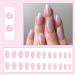 24Pcs Pink Ballerina False Nails Set | Short Square French Tips | Glossy Press On Nails with Adhesive Tabs | Reusable Stick On Nails for Women & Girls - Buy Online on GoSupps.com