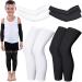 4 Pairs Kids Long Compression Leg Sleeves and Compression Arm Sleeves Youth Basketball Leg Sleeves Black and White Small