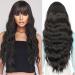 YEESHEDO Long Black Wigs for Women with Fringe Natural Looking Curly Wavy Synthetic Hair for Ladies Daily Wear or Halloween Cosplay 28 Inches Natural Black