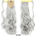 Silver Clip In Ponytail Hair Extension - iLUU Wrap Around Synthetic Pony Tail Long Curly Wavy Hairpiece Hair Piece Ponytails Hair Extensions for Women Lady Girl Party(Silver Color 18" 100g) - Buy Online on GoSupps.com