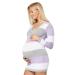 Zeta Ville Women's - Maternity Stripes Knit Jumper Dress Tunic Top V-Neck - 405c 8-10 Lavender